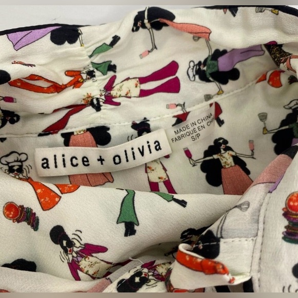 Alice + Olivia Jeannie Chef Stacey Silk Blouse Size Small - Picture 9 of 10